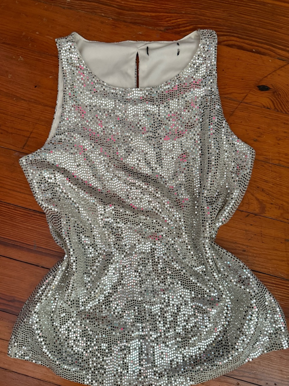 Silver Sequin Sleeveless Party Top